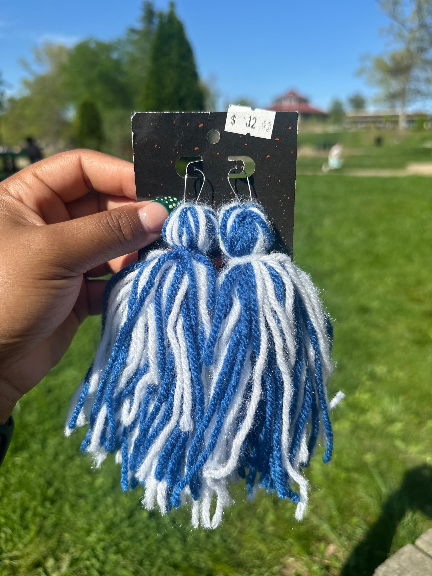 Tassels-Blue and white