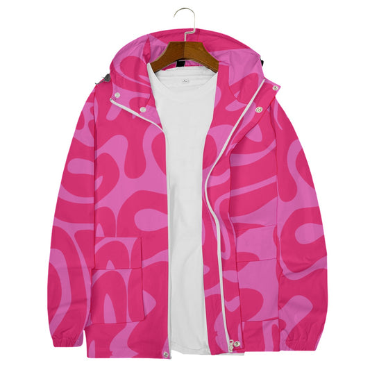 All-Over Print Women’s Windbreaker With Zipper Closure And Snap Button