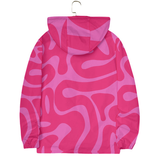 All-Over Print Women’s Windbreaker With Zipper Closure And Snap Button